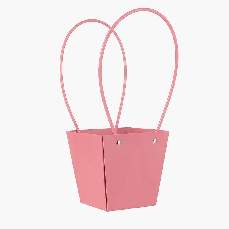 1pcs New Colored Waterproof Kraft Paper Handbag Handheld Gift Snack Bouquet Handbags Festival Flower Gift Packaging Handbag