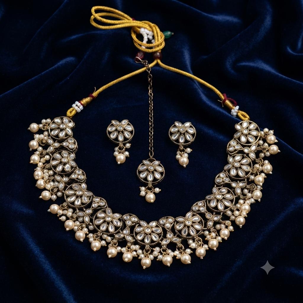 Gold Plated Kundan Jewelry set Indian Traditional Wedding Jewelry set for women