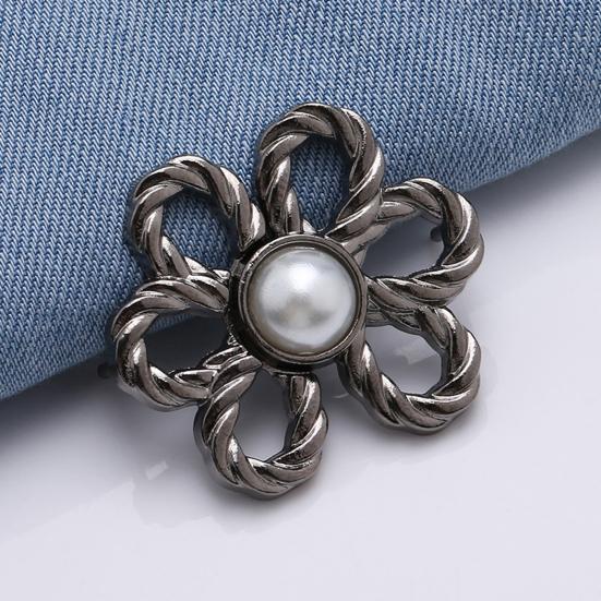 4 Pcs Flower Jeans Buttons Pant Waist Tightener Detachable Decorative Waist Buckles Adjustable No-Sew Pants Clips for Loose Jeans Pants Skirts