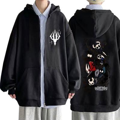 Spiel Hollow Knight Reißverschluss-Hoodie Herren Damen Unisex Kleidung Lässig Übergroße Reißverschlussjacke Mantel Unisex Vintage Otaku Liebhaber Streetwear