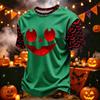 Men's Casual Corduroy Neck Short Sleeve T-Shirt with Halloween or Letter Print