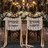 2Pcs Bride Groom Seat Decoration Reusable Newlywed Reception Chair Tags Multi Purpose for Rustic Boho & Classic Weddings