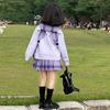 Kuromi School Style Girls' Cosplay Outfit: Sweater, Shirt, Plaid Skirt - Three-Piece Set for Spring/Autumn Performance.