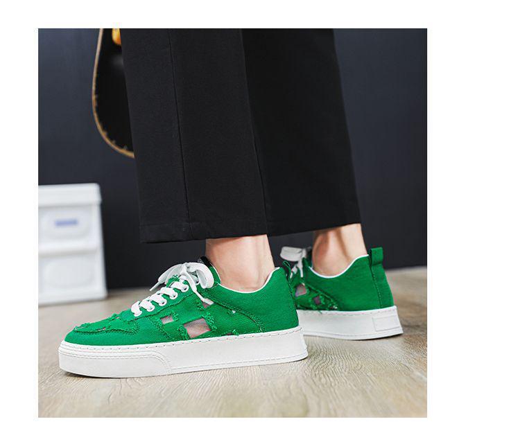 2025 Men's Breathable Canvas Shoes - Summer Fashion, Trendy, Odor-Resistant, Ripped, Wear-Resistant White Skate Sneakers