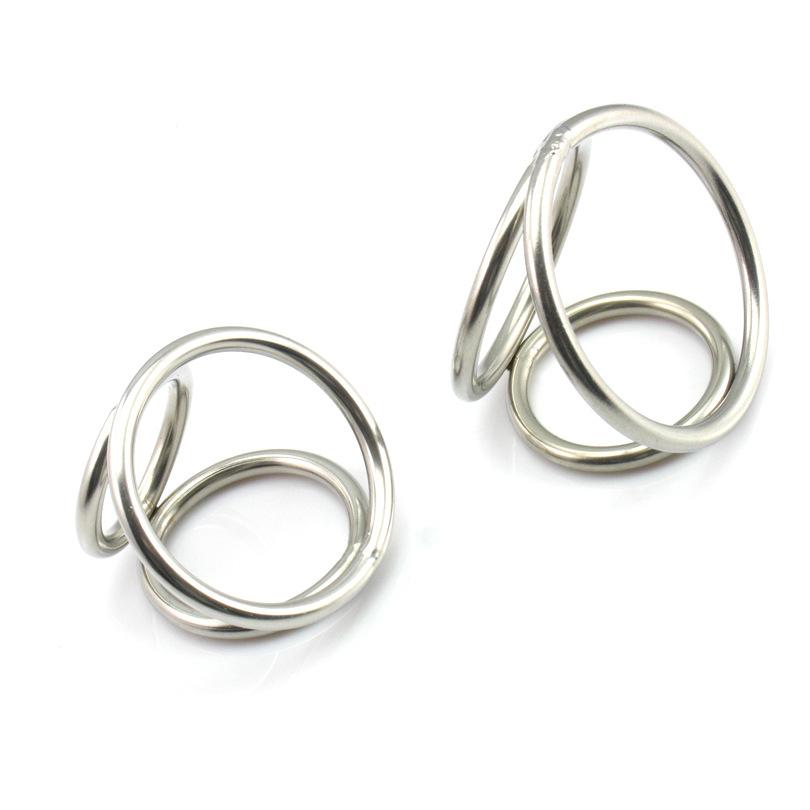Stainless Steel Penis Ring Three-Ring Sex Toys Sex Tools Couple Passion Climax Adult Toys Lower Body Training Aid