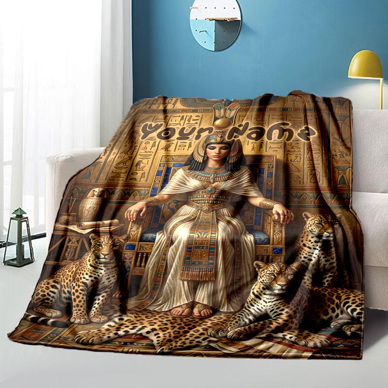 1PC Custom Name Ancient Egyptian Majesty blanket versatile,all-season throw suitable for the living room,bedroom,camping,travel,and gift