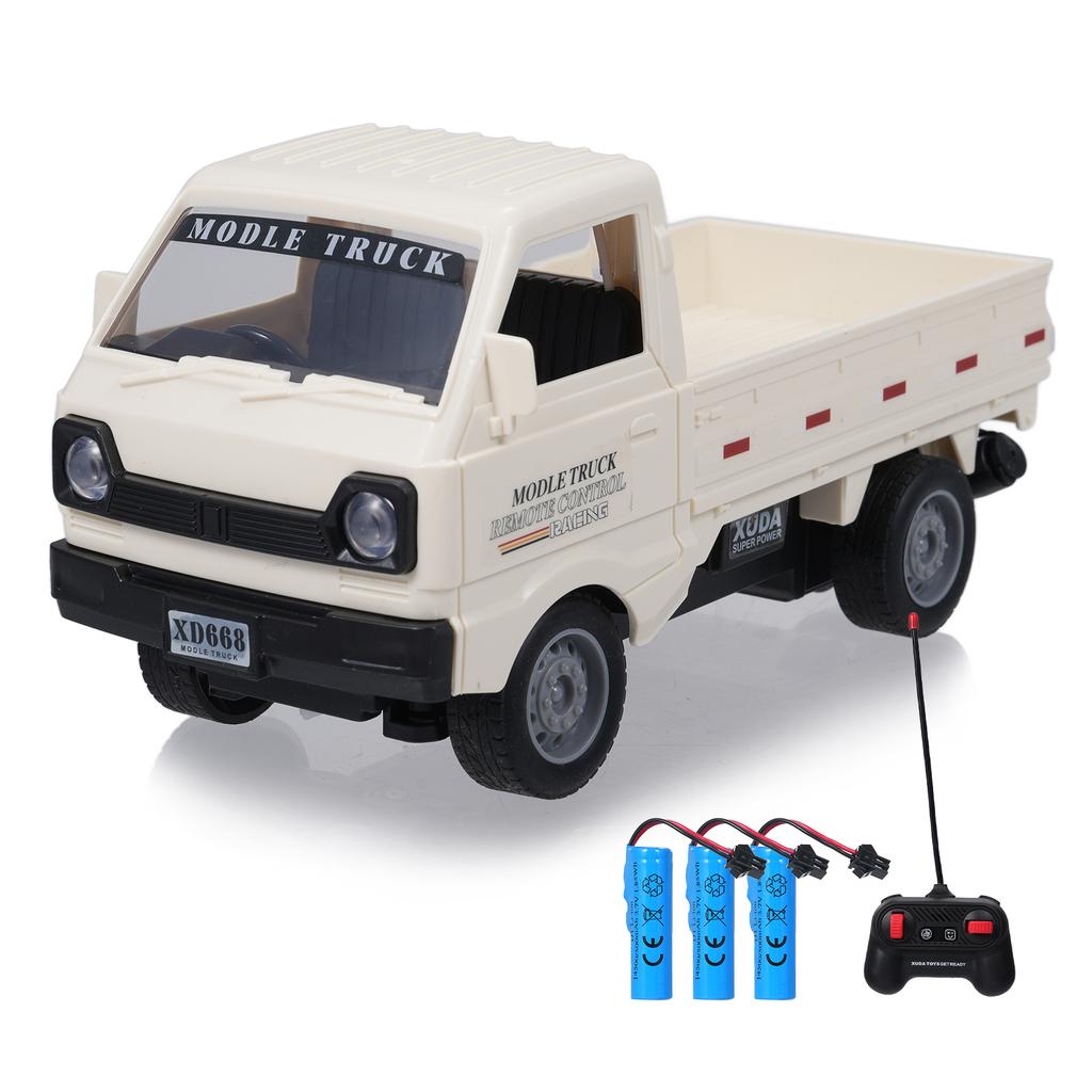 Remote Control Car, Rechargeable Simulation Truck with Spray and Lights, Toy Vehicle for Boys Girls White 1 Battery