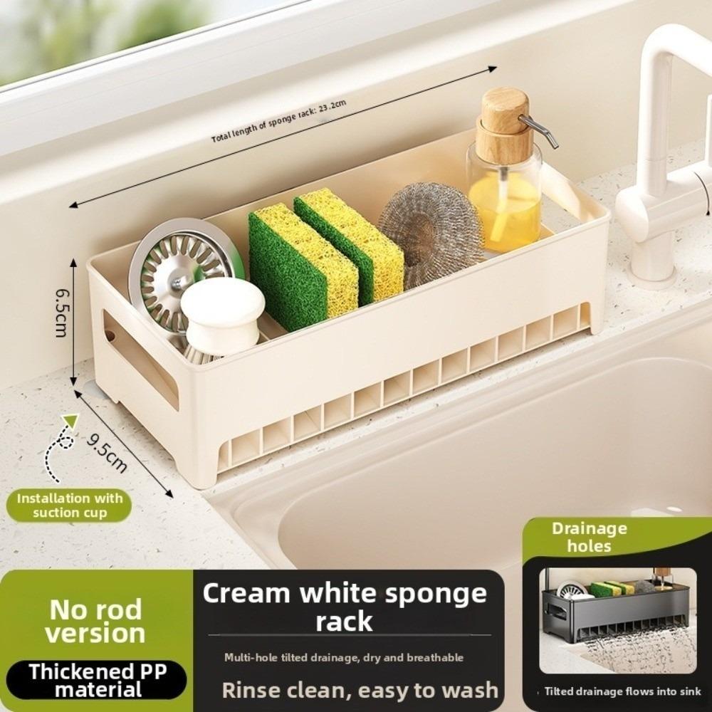 

Plastic Kitchen Sink Rack Space-Efficient Easy to Clean Multi-Use Drain Rack Detachable Towel Rack Sink Storage Tray Home Use