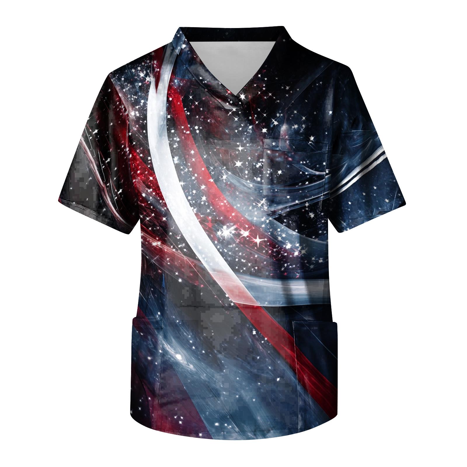 

Men s V Neck Short Sleeve Medical Scrub Top with Chest Pocket and Printed Pattern Suitable for Healthcare Professionals and Caregivers L