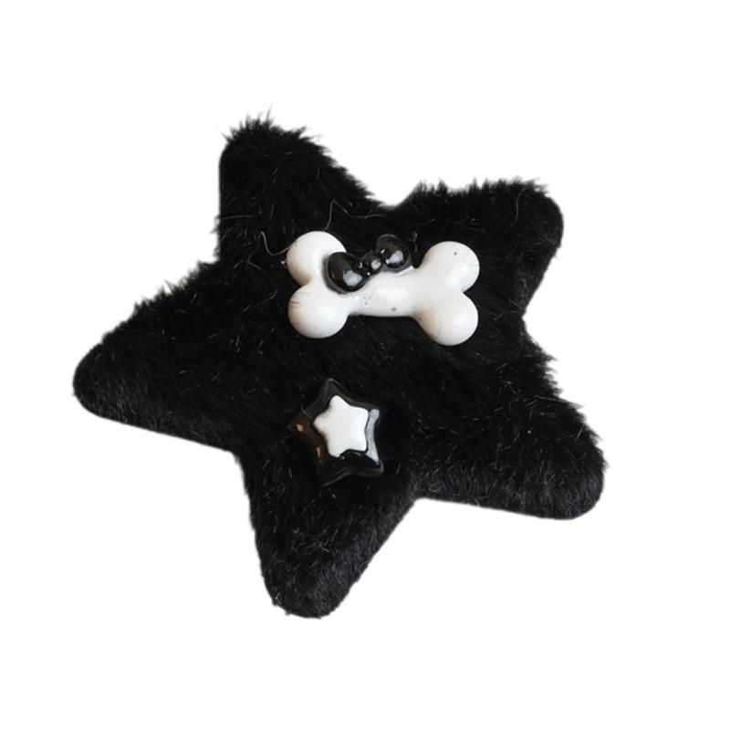 

1pc/1pair Plush Star Shape Hairpins with Resin Puppy&Bone Decor Girls Harajuku Hair Clip Carnival Ponytail Hair Clip 1