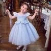 Girls' Princess Dress Summer Dress 2026 New Children's Puff Mesh Bubble Sleeve Dress Girls' Birthday Dress
