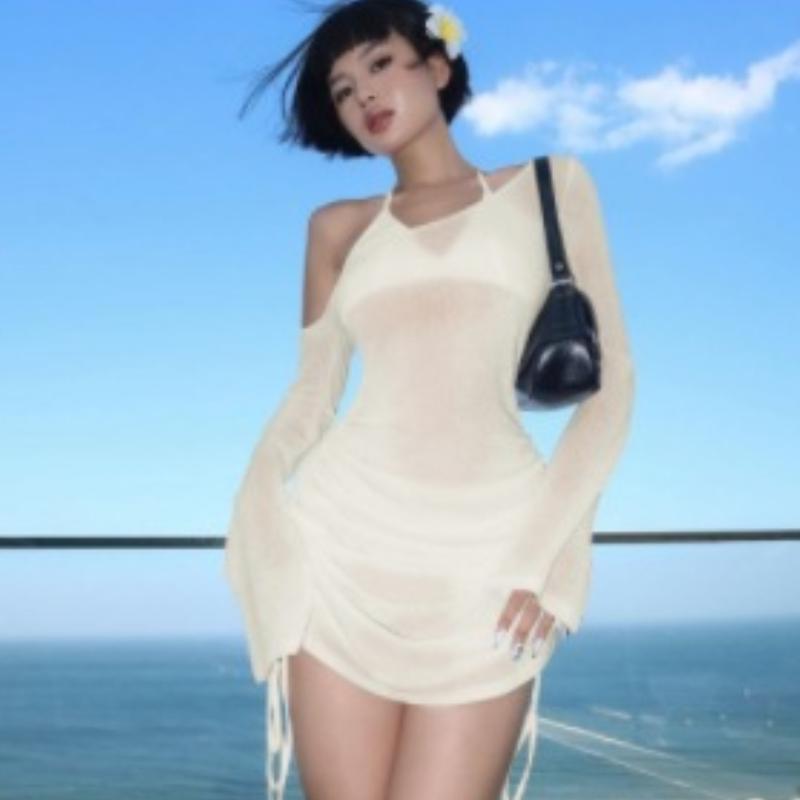 Women's Sexy Lace Dress Strap Mesh Tight Back Strap Short Dress Beach Dress