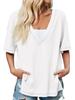 Womens Oversized Deep V Neck T Shirt Short Sleeve Loose Side Slit Tunic Top