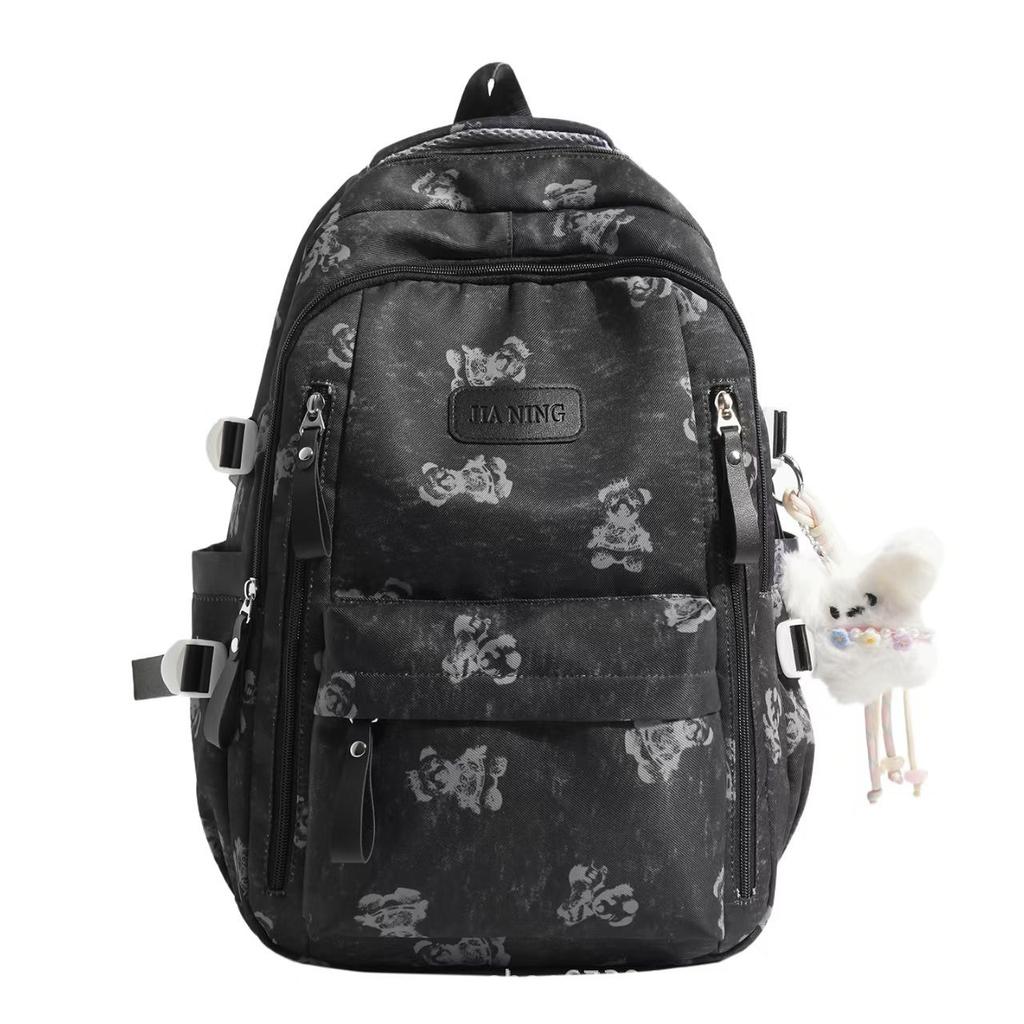 Schoolbag New Junior High School Student Bear Schoolbag High Value Fashion Casual Simple Backpack Versatile Light Travel Backpack