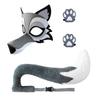 Set Costume Lupo Maschera Facciale Lupo Coda Lupo Guanti per Bambino Adulto Mascherata Compleanno Natale Halloween Costume Animale