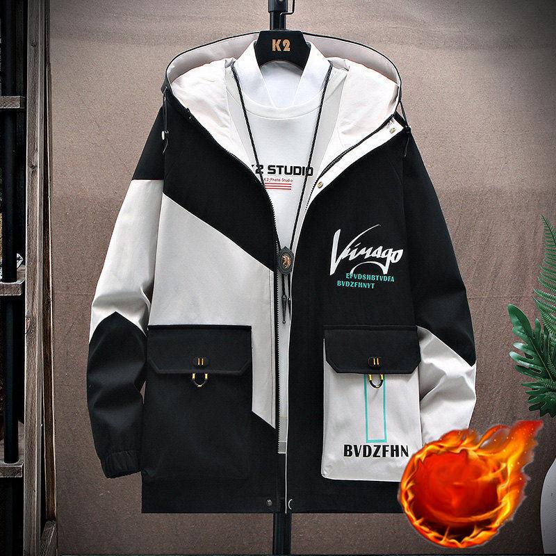 Men's Work Jacket Spring and Autumn Loose New Trend Hooded Jacket Men's Youth Casual Handsome Clothes