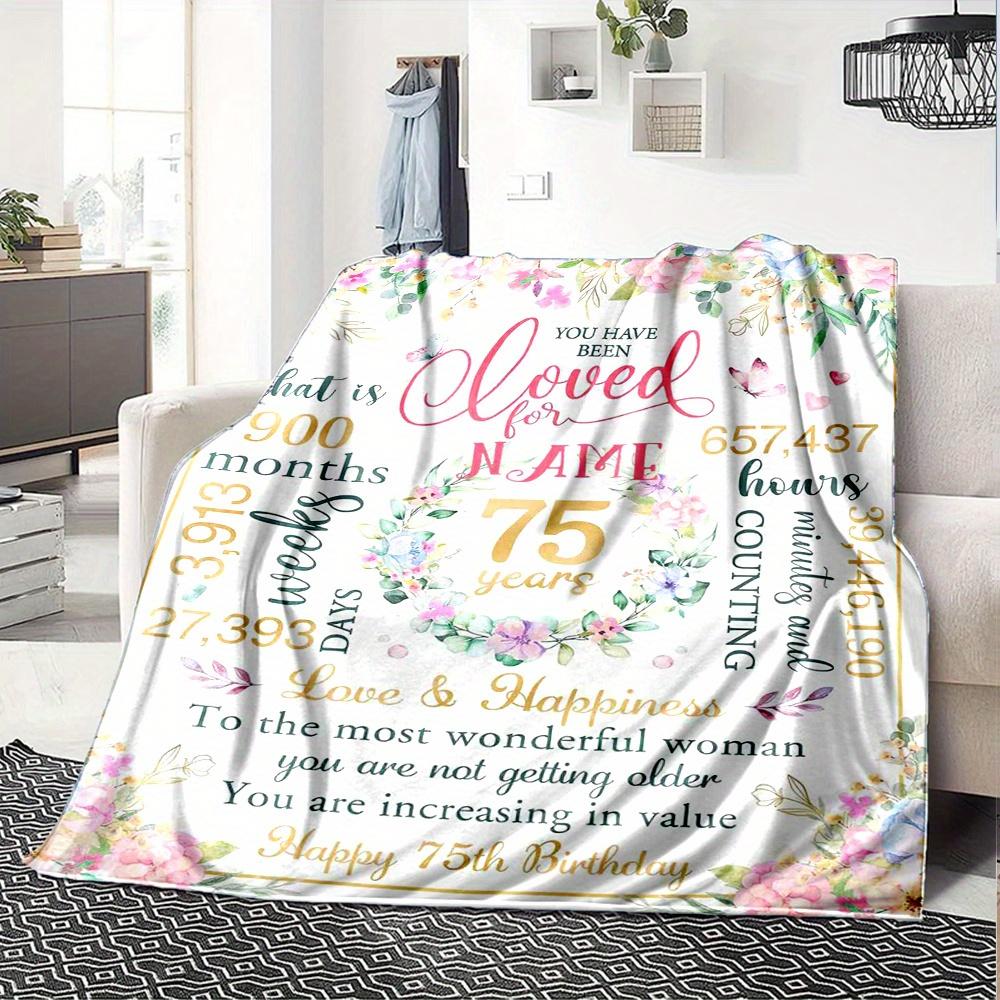 Floral 75Th Birthday Home Blankets Soft Cozy Lightweight Multipurpose Blanket For Picnic Sofa Office Bed Living Room Suitable As Gift For Friends