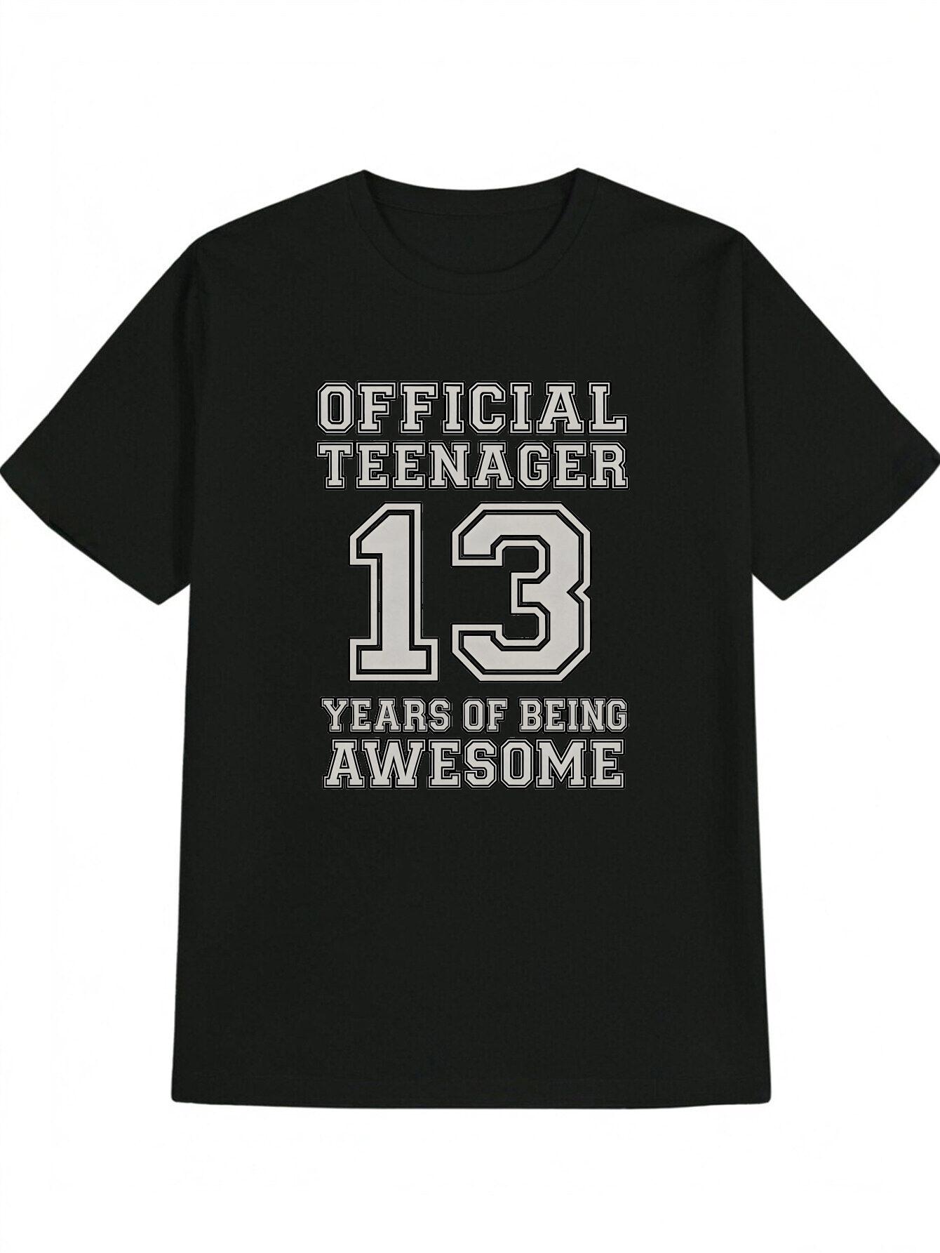 Casual Official Teenager Graphic T-shirt - Black Crew Neck Tee with Bold White Lettering XXXL