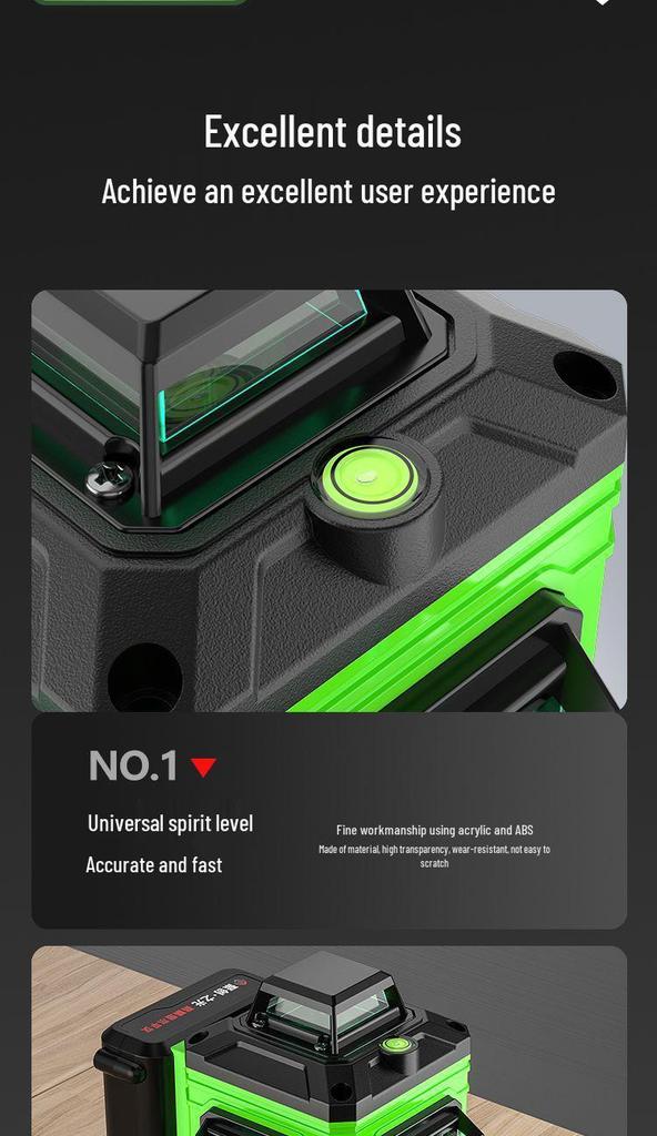 16-Line Green & Blue Laser Level: High Precision, Brightness, Floor-Adhering Infrared Water Level Measurement Tool