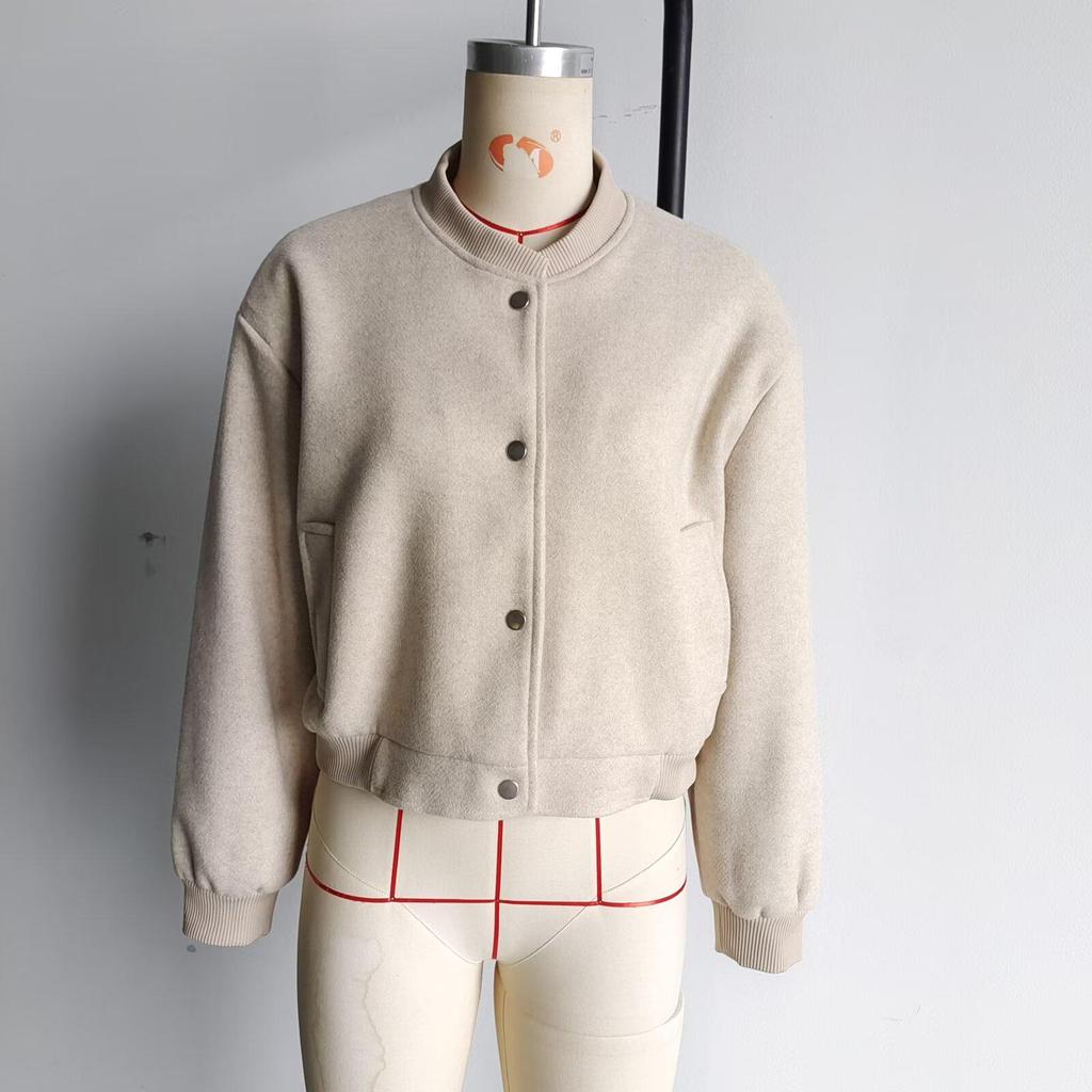 Women's 2024 Tweed Bomber Jacket - Long Sleeve, Casual, Autumn/Winter