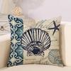 Marine Creatures Sea Horse Turtle Whale Octopus Linen Cushion Cover Pillow Cover