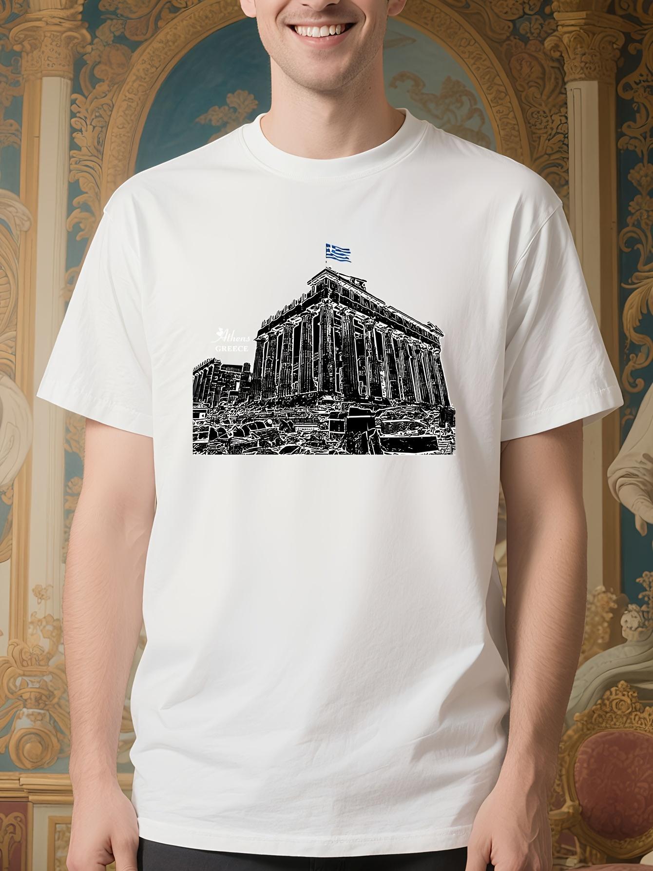 Greek Heritage Tshirt - White with Black Parthenon Graphi... XL