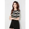 Aiyilian Women's Striped Color Block Knit T-shirt