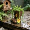 Small Rain Boots Planter Pot Rustic Cute Boot Flower Pot with Drainage Hole for Succulents Herb Flowers Decorative Table Centerpiece for Mom
