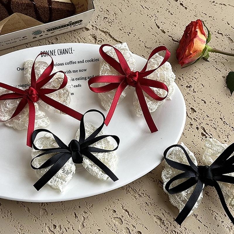 Adorable Lace Trimmed Hair Bows Hairpins for Infants Comfortable Baby Hair Accessories No Slip Grip Handmade Barrettes