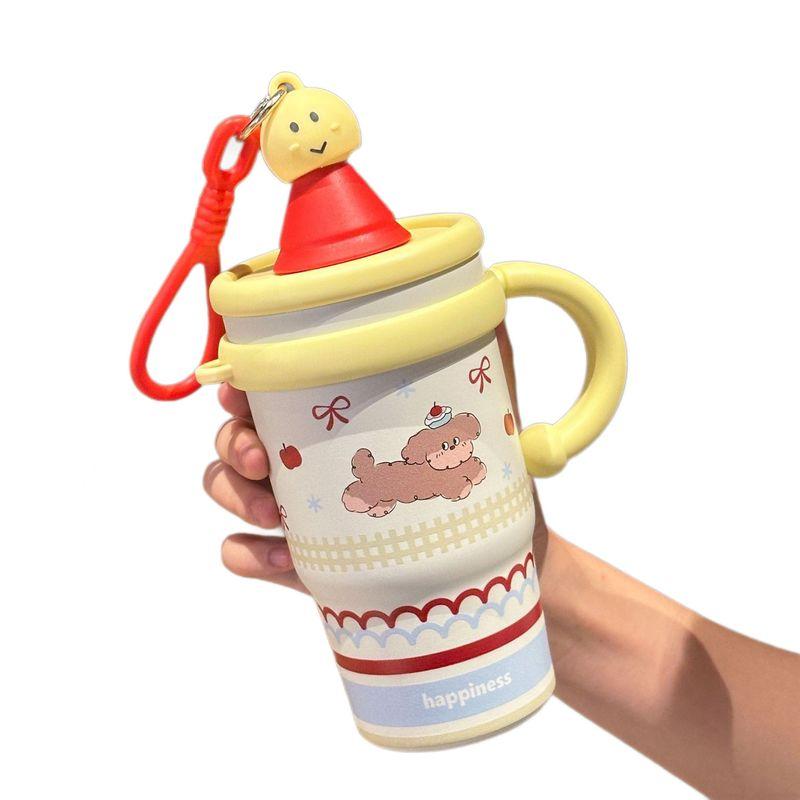 Large-Capacity Thermos Cup for Girls, High-Looking 2025 New Model, Cute Straw Water Cup, Office Portable Coffee Cup