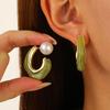 French Retro Style Fashion Versatile Geometric Resin Alloy C Shaped Earrings For Women