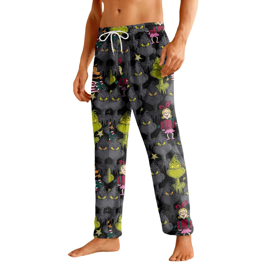 Pánské ležérní flanelové kalhoty se stahovací šňůrkou a kapsami