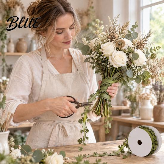 Яркая Зеленая Лента для Поделок с Листьями для DIY и Упаковки Подарков Ширина 1,6 Дюйма Длина 20 м Прочная Тканевая Лента для Поделок Декоративная Отделка Свадебная Вечеринка