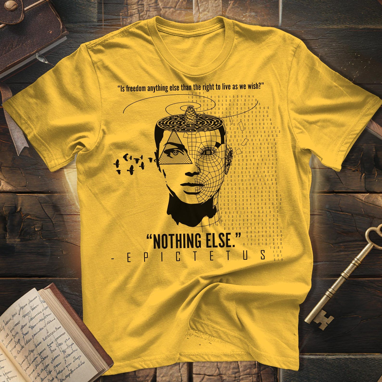 Epictetus Stoic Quote T-Shirt | Freedom Philosophy Graphic Tee L