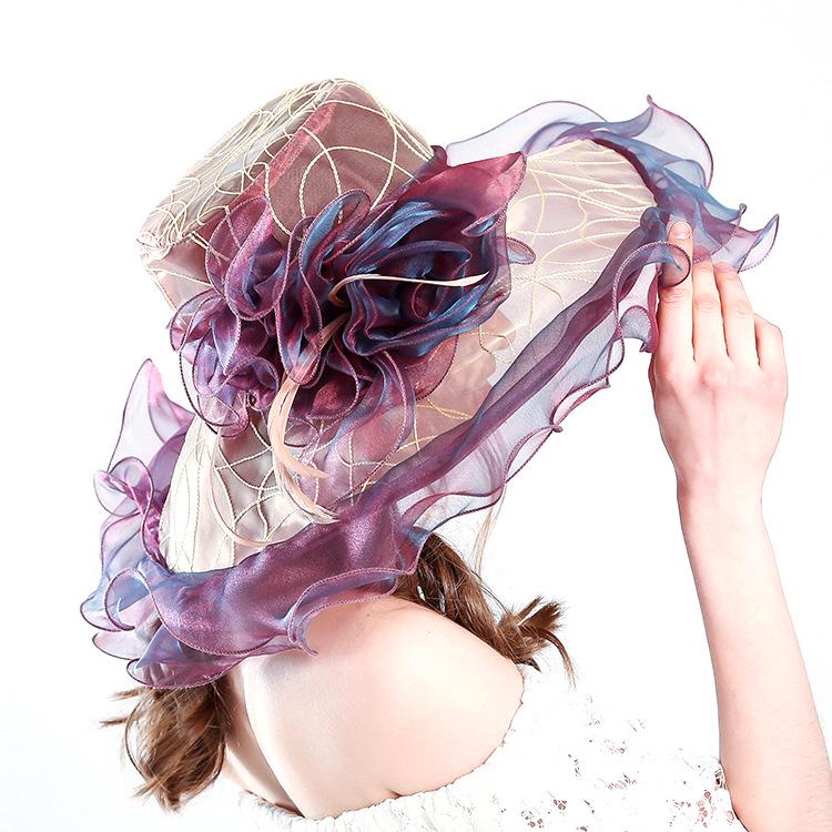 Creative hat UV-proof organza mesh yarn hat, European and American women's fashion hat, sun hat, big brim hat women