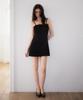 Rose Franz Tweed Ribbon Tie Mini Dress [Black]