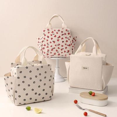 Printed Handheld Lunch Bag Insulated Lunch Box Portable Picnic Bag Outdoor Insulation Bag Reusable Leak-proof Large Refrigerated Bags