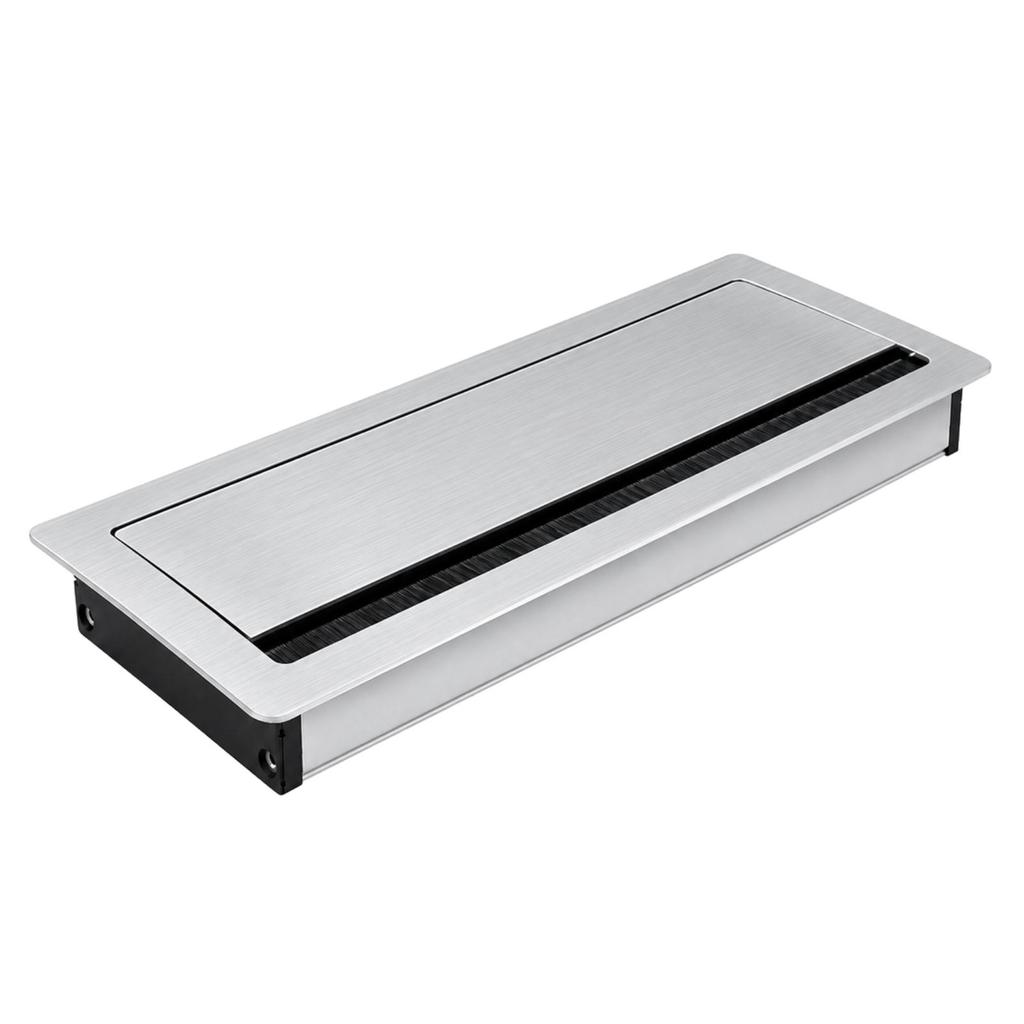 Rectangular Aluminum Desk Cable Grommet Damped with Hinged FlipLid Fit for Office