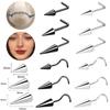 ZS 20G Schwarzer Dorn Nasenpiercing Edelstahl Kegel Nasenpiercing Doppel Nasenschmuck Langer Dorn Ring Kette