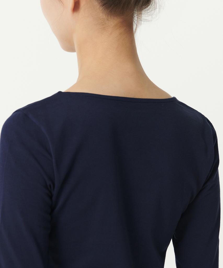 MUSINSA STANDARD WOMAN Women'S Slim Crop Square Neck Long Sleeve T-Shirt [Navy]