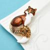 1Pc Rhinestone Enamel Fox Brooches For Women Animal Party Causal Brooch Pins Gifts