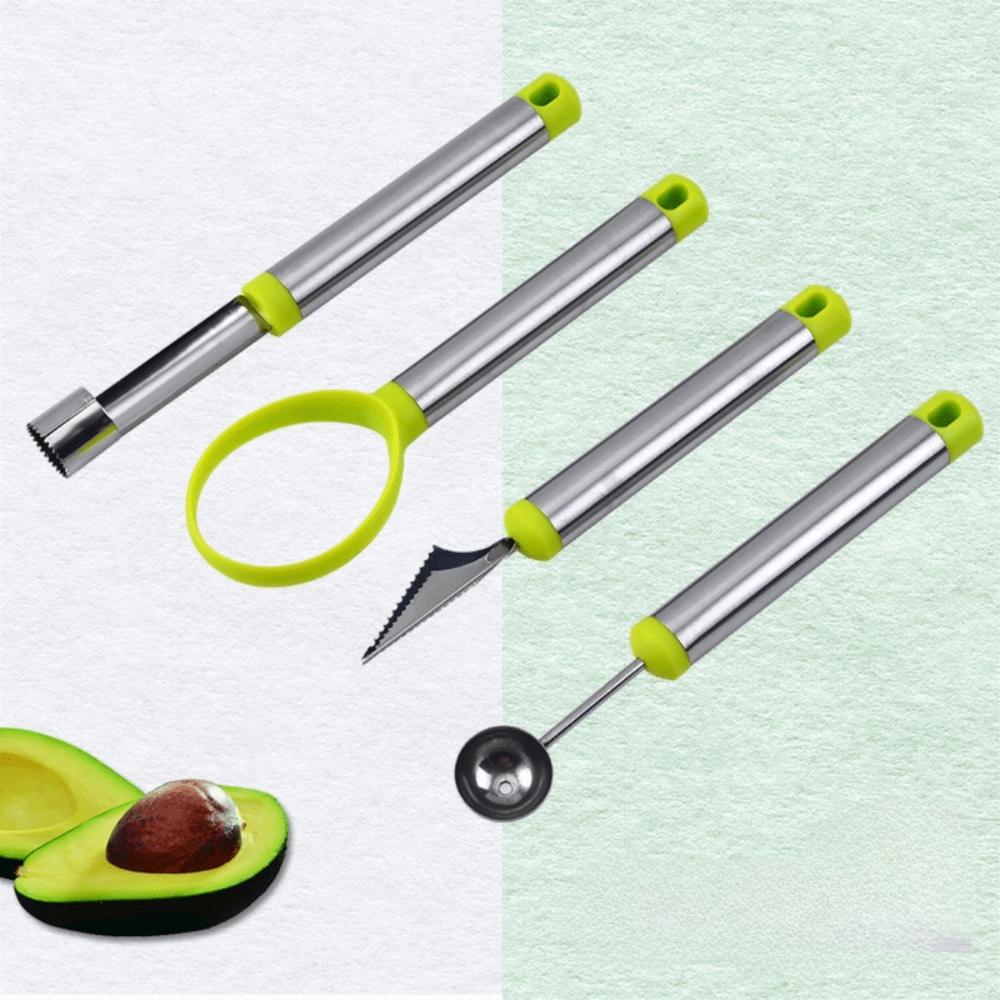 4PCS/SET Comfortable Grip Fruit Carving Tool Kit Rust-proof Watermelon Ball Scoop Chef