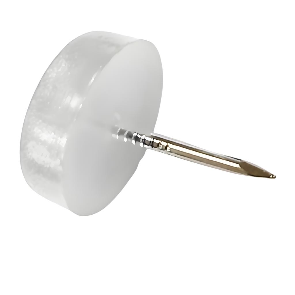 Single furniture glide, diameter 15.7, furniture foot, driven in, WHITE, 10 PCS