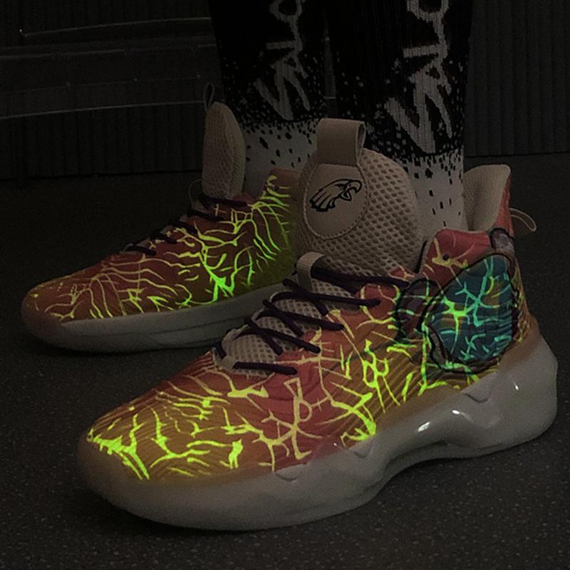 Fashion Men's Basketball Shoes Cushioned Sneakers Personalized Design Train Athletes High Quality Sports Shoes Night Light Sneakers 45