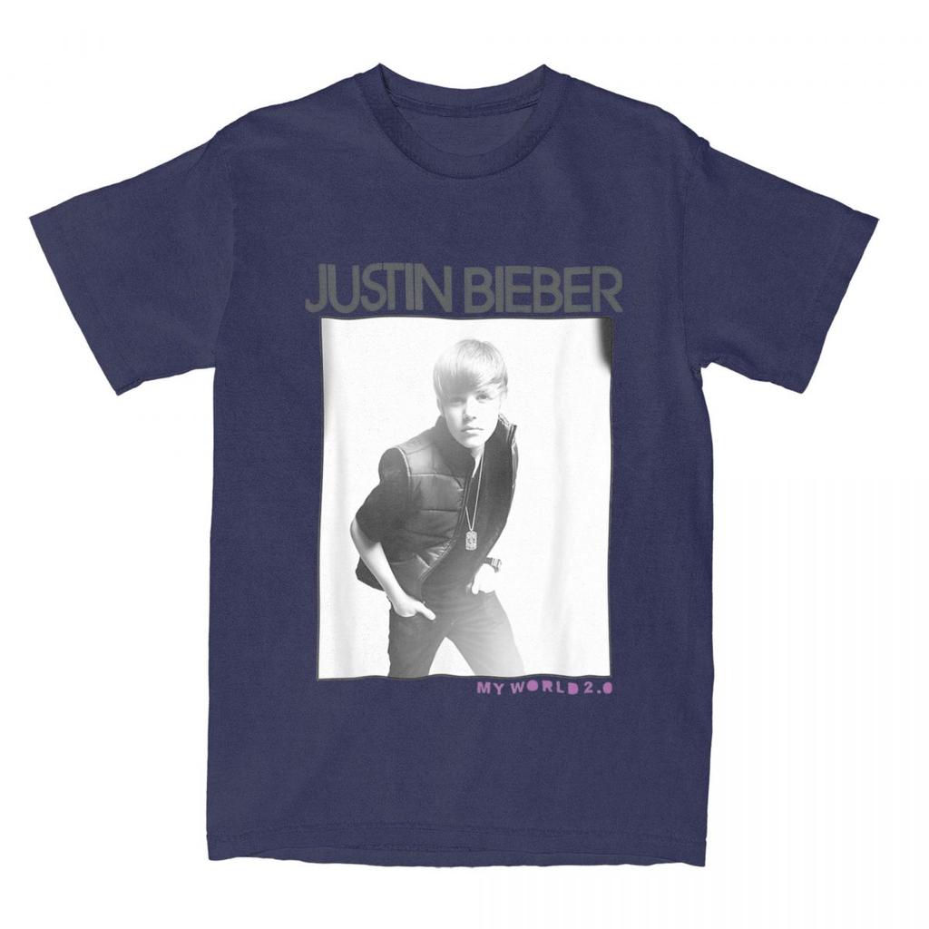 Men's Justins Biebers My World 2.0 Photo T Shirts Cotton Tops Novelty Short Sleeve O Neck Tee Shirt Gift Idea T-Shirts