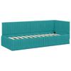 Corner Bed Frame with Mattress and Headboard 2 Pcs Turquoise Velvet