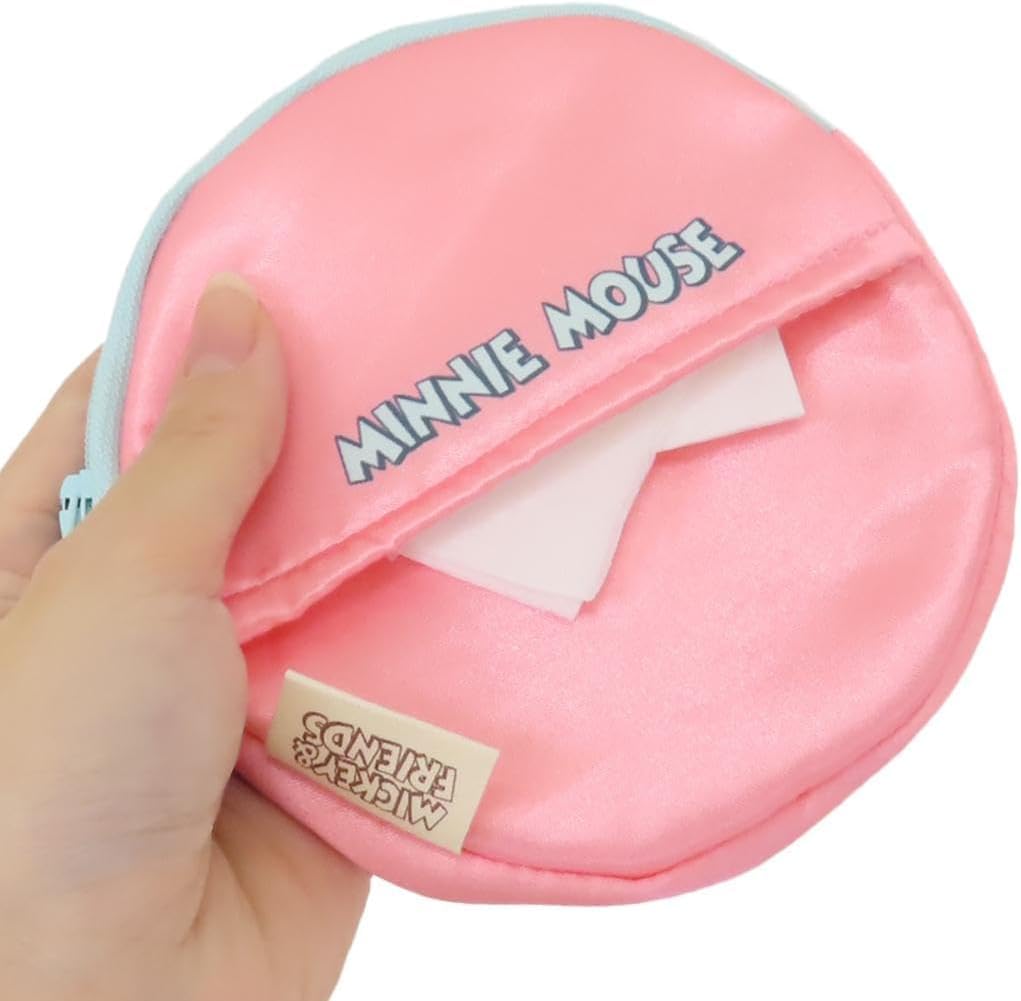 MORIPiLO Minnie Mouse Tissue Case, Disney Merchandise, Small Item Case, Plush Pouch, Cute, 13x13cm (Retro Pink), Disney Character, Morishita Pillow