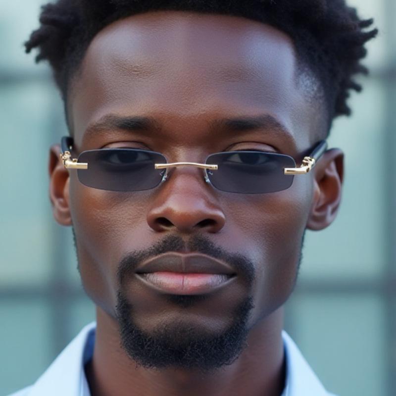 Małe okulary przeciwsłoneczne bez oprawek męskie retro z imitacją słojów drewna zauszniki okulary przeciwsłoneczne modne kwadratowe okulary odcienie