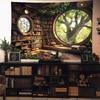 Window Tapestry Forest Window Tapestry Library Tapestries Tree Bookshelf Wall Blanket For For Bedroom Living Room Dorm Decor