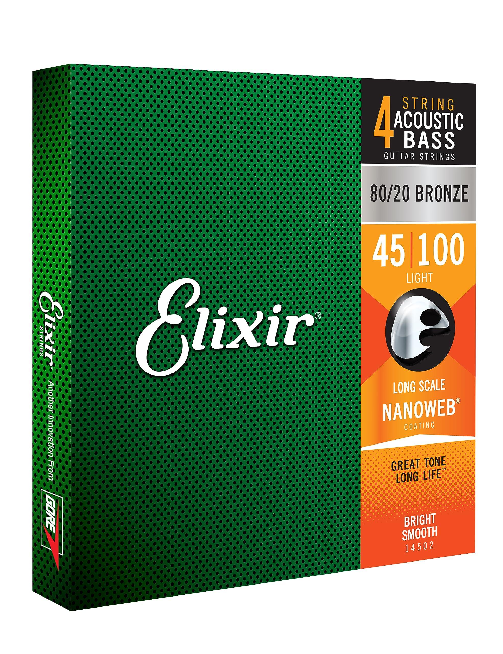 

Струны для акустической бас-гитары Elixir NANOWEB Light, .045-.100, #14502 (Официальный японский продукт)